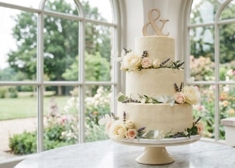 Elegant tiered wedding cake